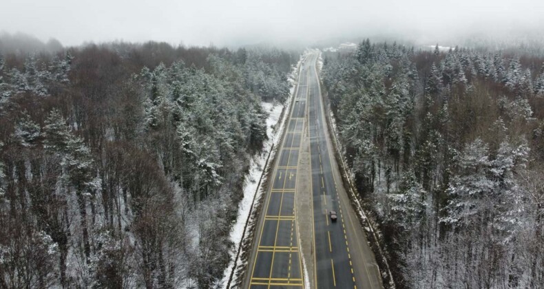 Bolu Dağı’nda kar manzarası nefes kesti