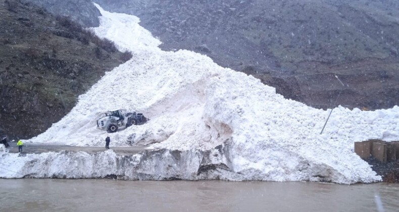 Hakkari’de düşen çığ sebebiyle onlarca araç yolda kaldı